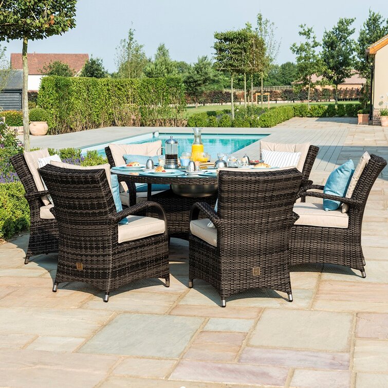 Brown round deals rattan garden table